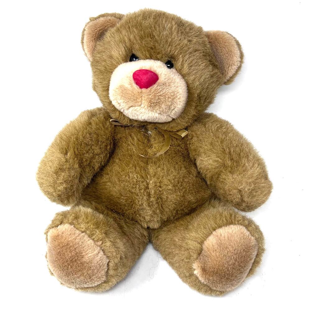 Soft Dreams Red Nose Teddy Bear Plush 16"‎ Vintage Stuffed Animal Lovey 55610